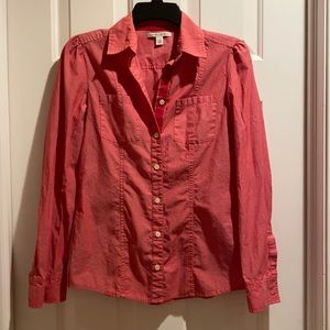 Banana Republic button down tailored fit shirt size 4 red chambray
